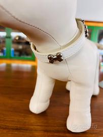 Collare per cane in ecopelle bianco con decorazion