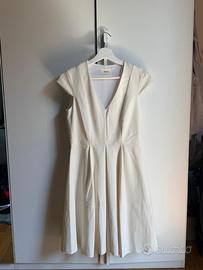 Vestito Donna Bianco Elegante Scollo a V-Taglia S