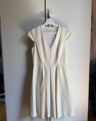 Vestito Donna Bianco Elegante Scollo a V-Taglia S