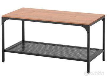 TAVOLINO NERO IKEA IN METALLO E LEGNO MASSICCIO