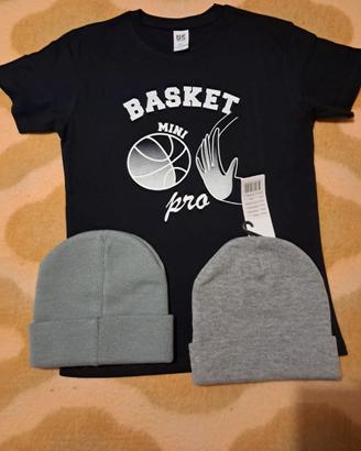 Set 2 cappelli e 1 maglietta t-shirt basket nuovi