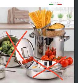 Duetto set cuocipasta "Inoxriv" senza coperchio.