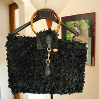 Borsa Nera in Stoffa Fatta a Mano con Pochette