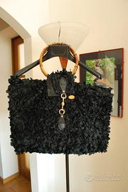 Borsa Nera in Stoffa Fatta a Mano con Pochette