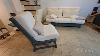divano + poltrona legno massello