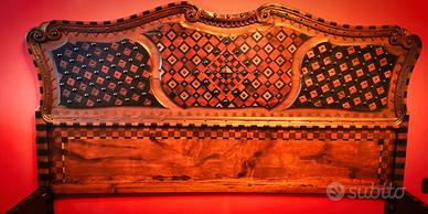 letto matrimoniale stile tardo medioevo 