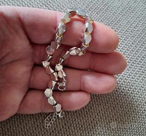 Bracciale Geometrico Placcato Argento - 19 cm 