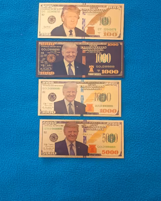 BANCONOTE LAMINATE D'ORO TRUMP ELEZIONI 2024