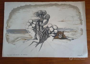 litografia ritoccata a mano Sergio Vacchi
