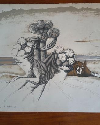 litografia ritoccata a mano Sergio Vacchi