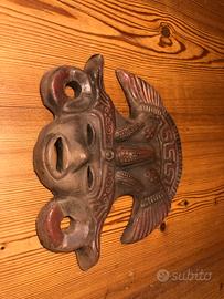Maschera Vintage Azteca Maya Messicana Terracotta