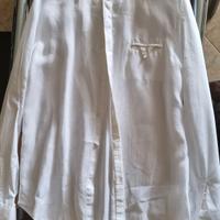 Camicia uomo, bianca, tessuto rigato tono su tono.