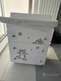 fasciatoio bagnetto 3 cassetti bianco Erbesi