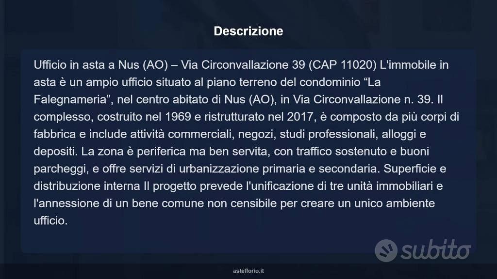 Immobile in asta di 369 m² a Nus - Vista 5