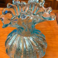 Vaso in vetro stile Murano blu oro