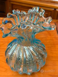 Vaso in vetro stile Murano blu oro