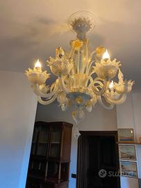 Lampadario di Murano Cristallo /Oro 8 luci.