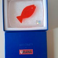 Fermacarte pesce rosso vetro  Murano Abate Zanetti