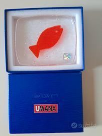 Fermacarte pesce rosso vetro  Murano Abate Zanetti