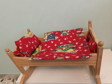 Lettino legno giocattolo per bambole