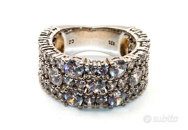 Anello fascia argento pietre CZ
