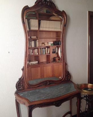 consolle con specchio e ripiano in marmo 