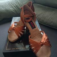 scarpe da ballo tg 35 raso bronzo 
