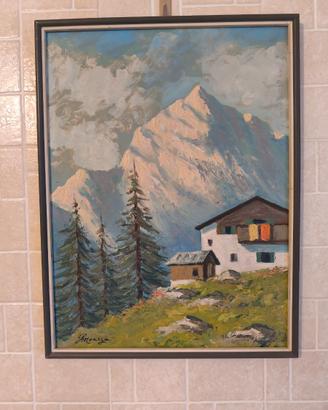 Quadro dipinto a olio "Paesaggio di Montagna"