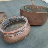 Pentola e scaldino in rame