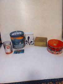 Lotto di 5 scatole (3 pubblicitarie) in latta