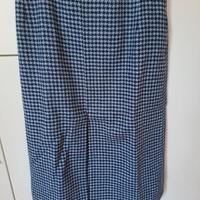 Gonna pura lana pied poule azzurro e bianco