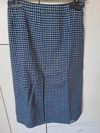 Gonna pura lana pied poule azzurro e bianco