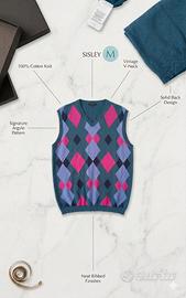 Gilet Sisley Uomo Taglia M Cotone a Rombi
