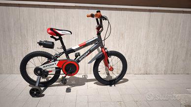 Bici bimbo 16"Sport come nuova+rotelle e borraccia