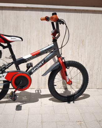 Bici bimbo 16"Sport come nuova+rotelle e borraccia
