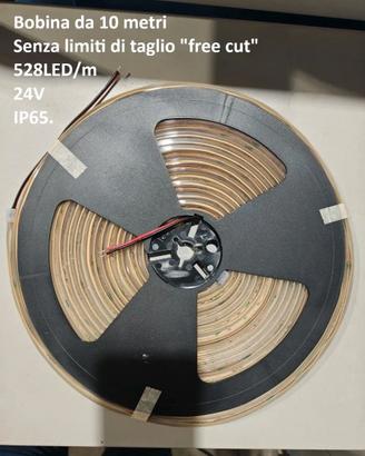 10 metri STRISCIA LED COB 12W/m 528LED/m 24V IP65