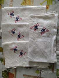 4 Antichi Strofinacci In Lino Con Iniziali Ricamat