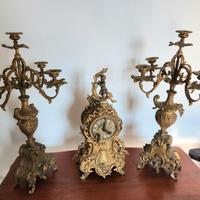 Trittico Orologio e Candelabri in Stile Imperiale