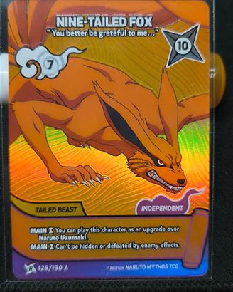Naruto Mythos TCG Rara Nine-Tailed Fox 129/130 A