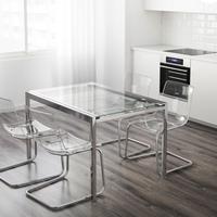 Tavolo allungabile, trasparente/cromato Ikea