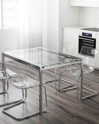 Tavolo allungabile, trasparente/cromato Ikea