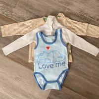 Set 2 magliette + 1 body bambino 3-6 mesi