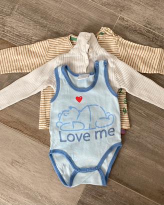 Set 2 magliette + 1 body bambino 3-6 mesi