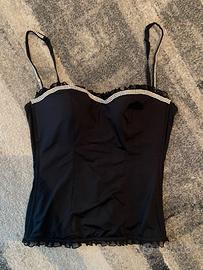 corpetto nero seta con strass