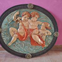 Capezzale ovale antico e rete matrimoniale a doghe