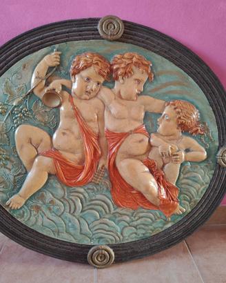 Capezzale ovale antico e rete matrimoniale a doghe