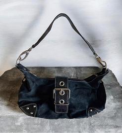 Borsa a spalla Y2K vintage in tessuto scamosciato