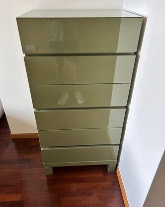Cassettiera settimanale verde laccato opaco