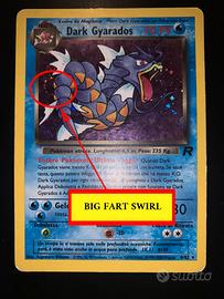 Dark Gyarados Holo +Fart Swirl TR 8/82 Team Rocket