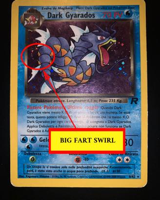 Dark Gyarados Holo +Fart Swirl TR 8/82 Team Rocket
